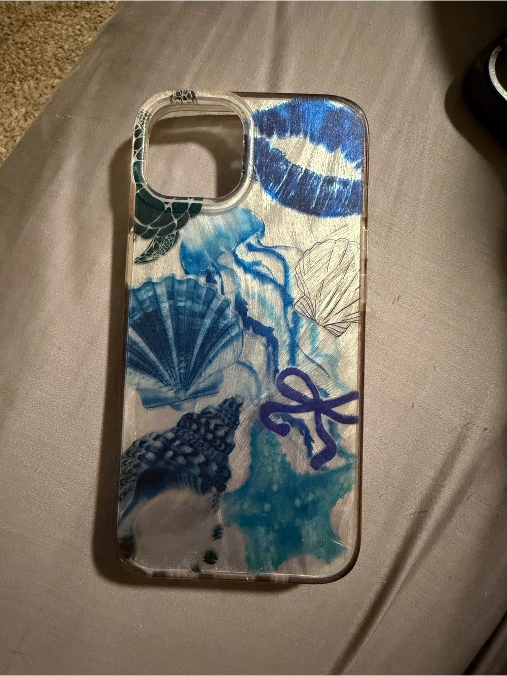 SHEIN Blue Seashell & Ocean Motif Clear Phone Case